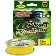 Шнур Power Phantom 4x, 92м, желтый, 0,33мм, 38,25кг